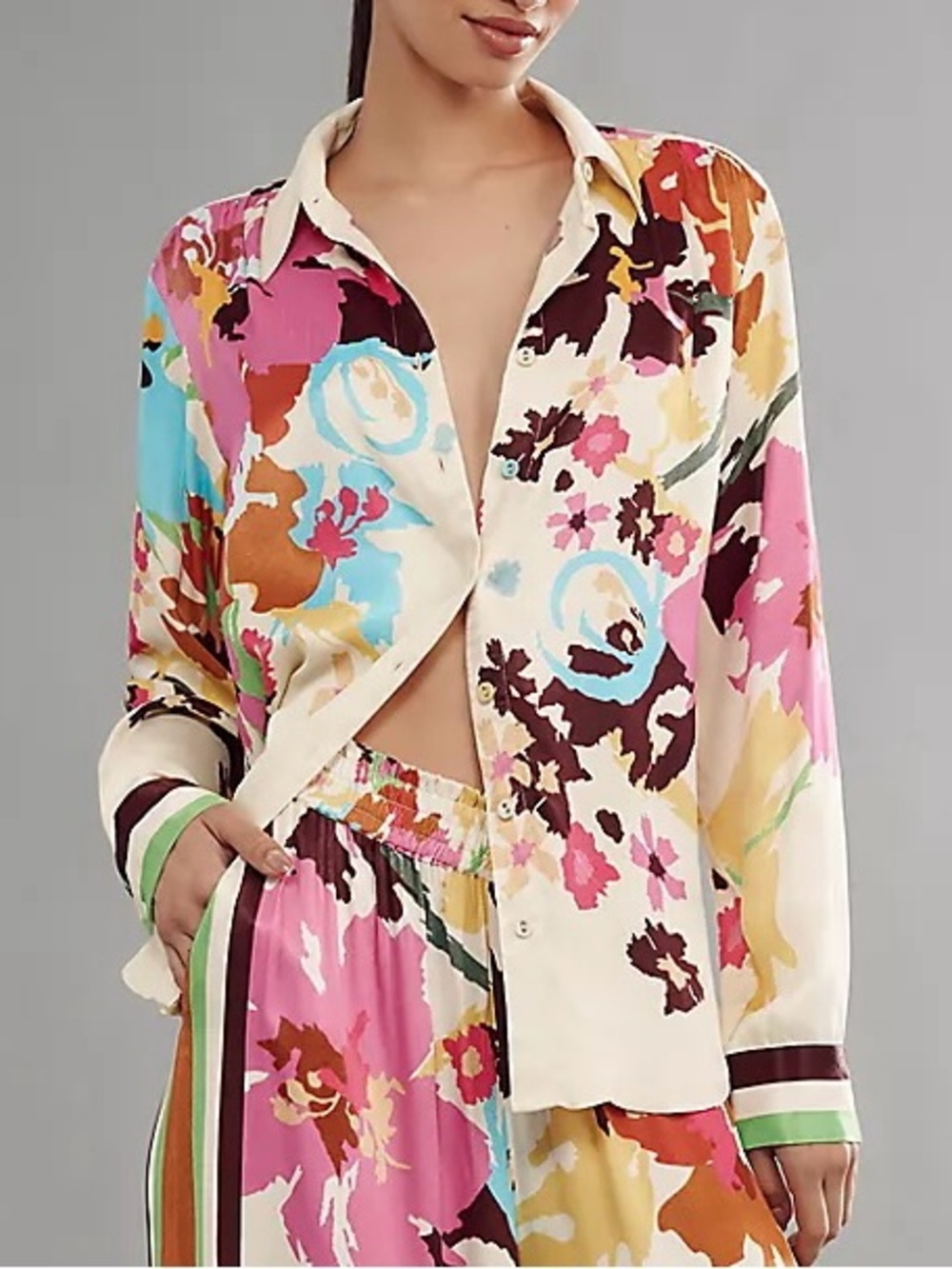 NWT Size XS - Conditions Apply Blooming Long-Sleeve Collared Blouse (US$ 118)